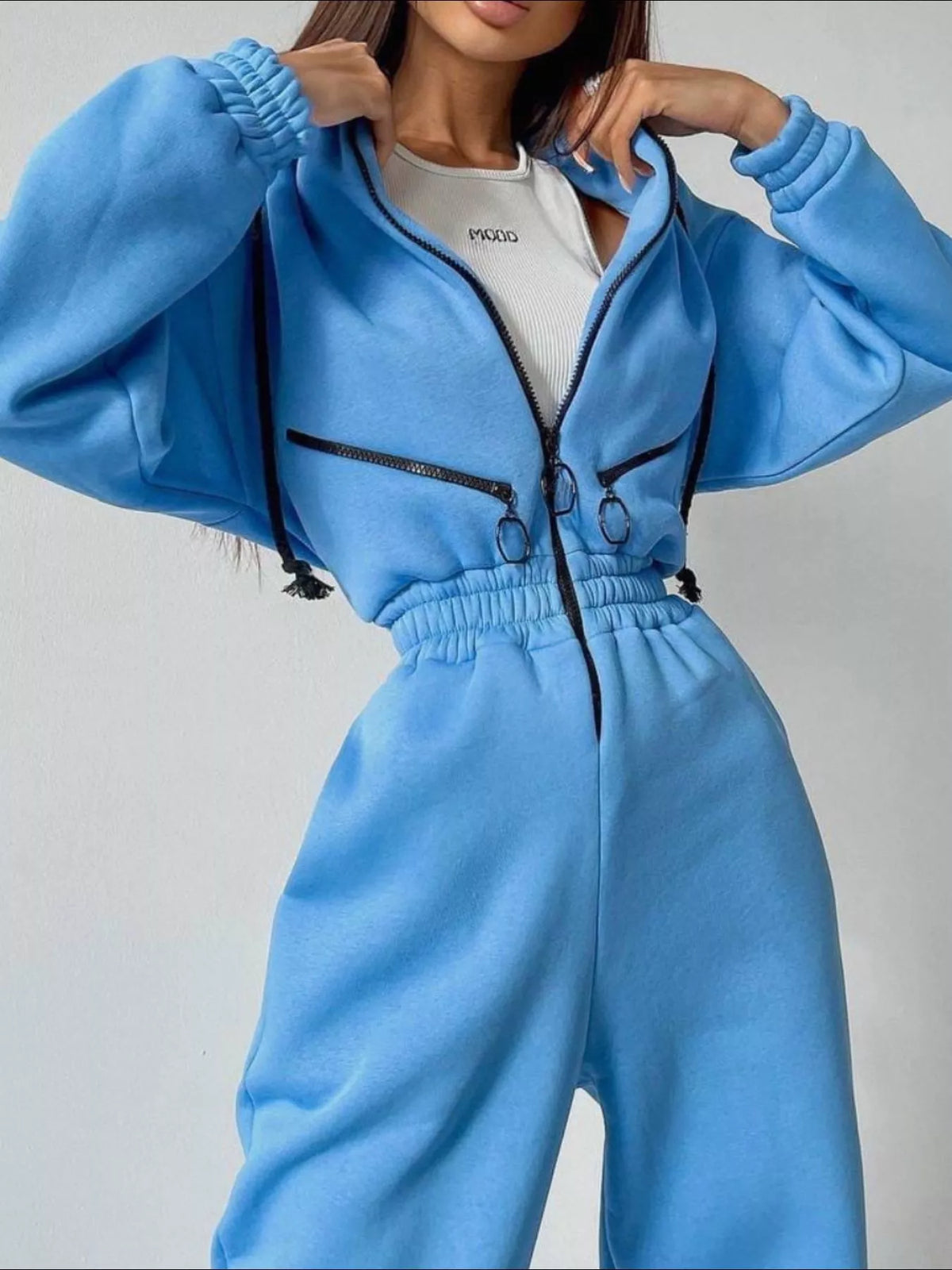 Hooded Zip-Up Long Sleeve Jumpsuit - Lilixa.store