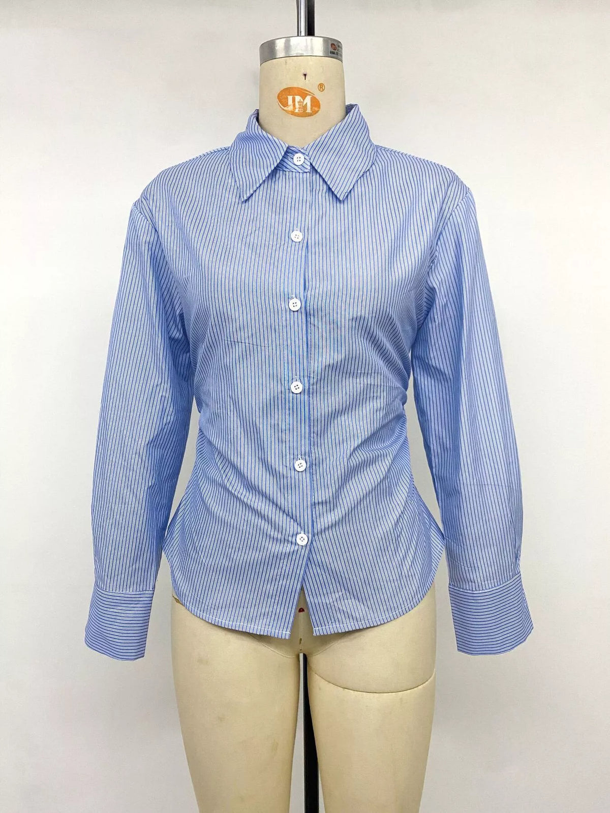 Striped Slim-Fit Button-Down Shirt in Blue, view 13