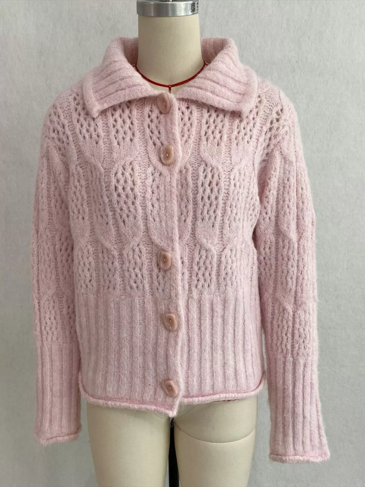 Cable-Knit Button Up Cardigan, view 3