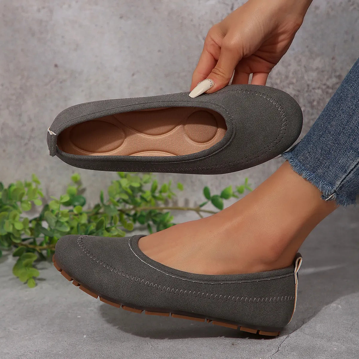 Round Toe Flat Slip-Ons, view 2