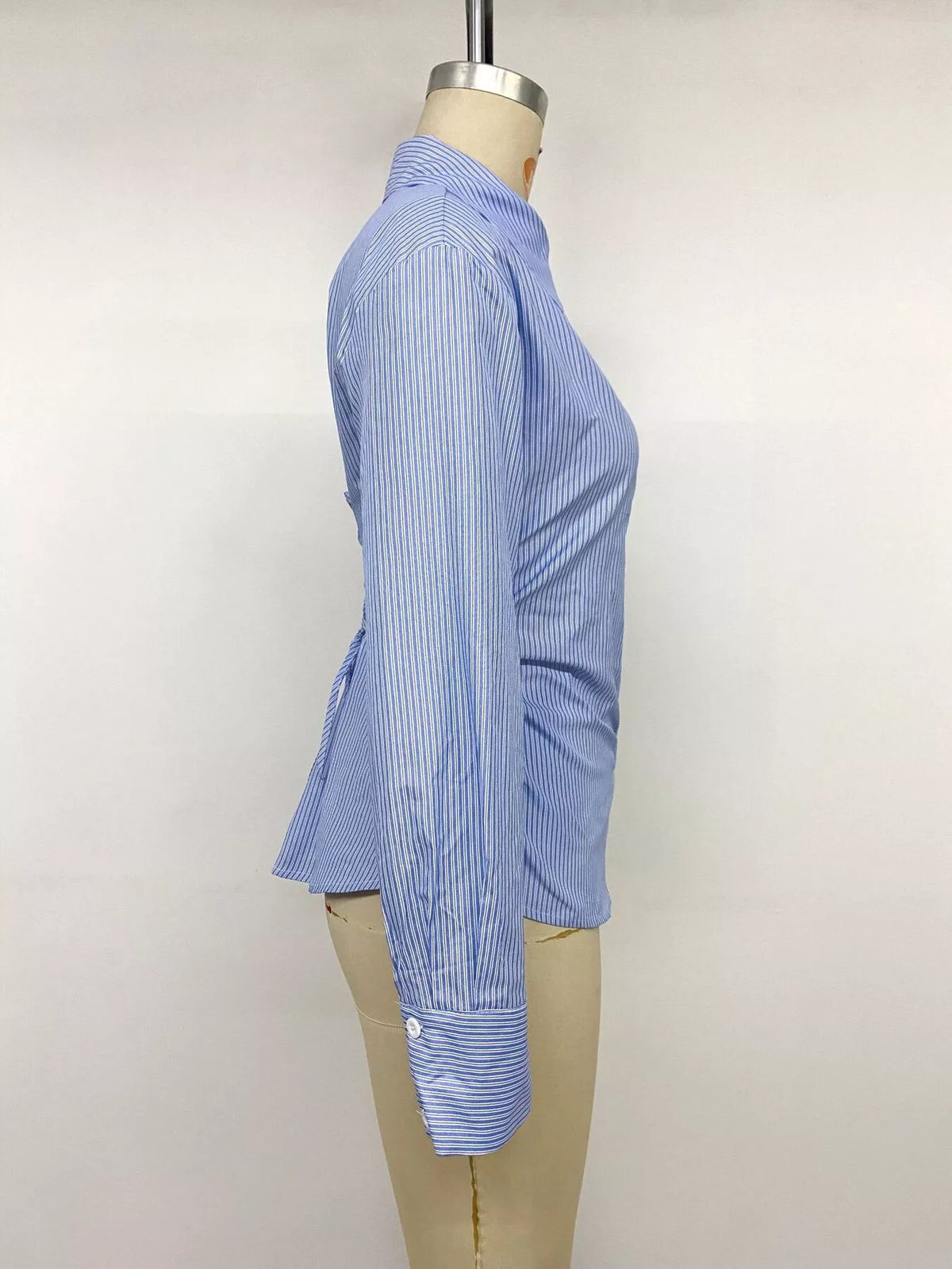 Striped Slim-Fit Button-Down Shirt in Blue, view 15
