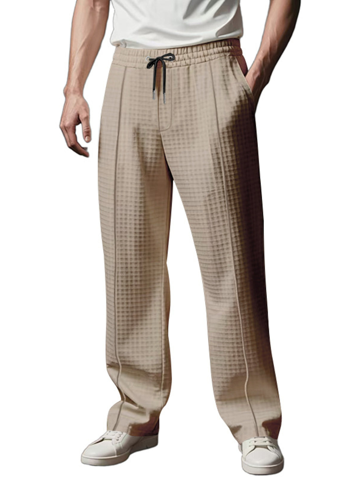 Men's Full Size Textured Drawstring Casual Pants Plus Size, view 5