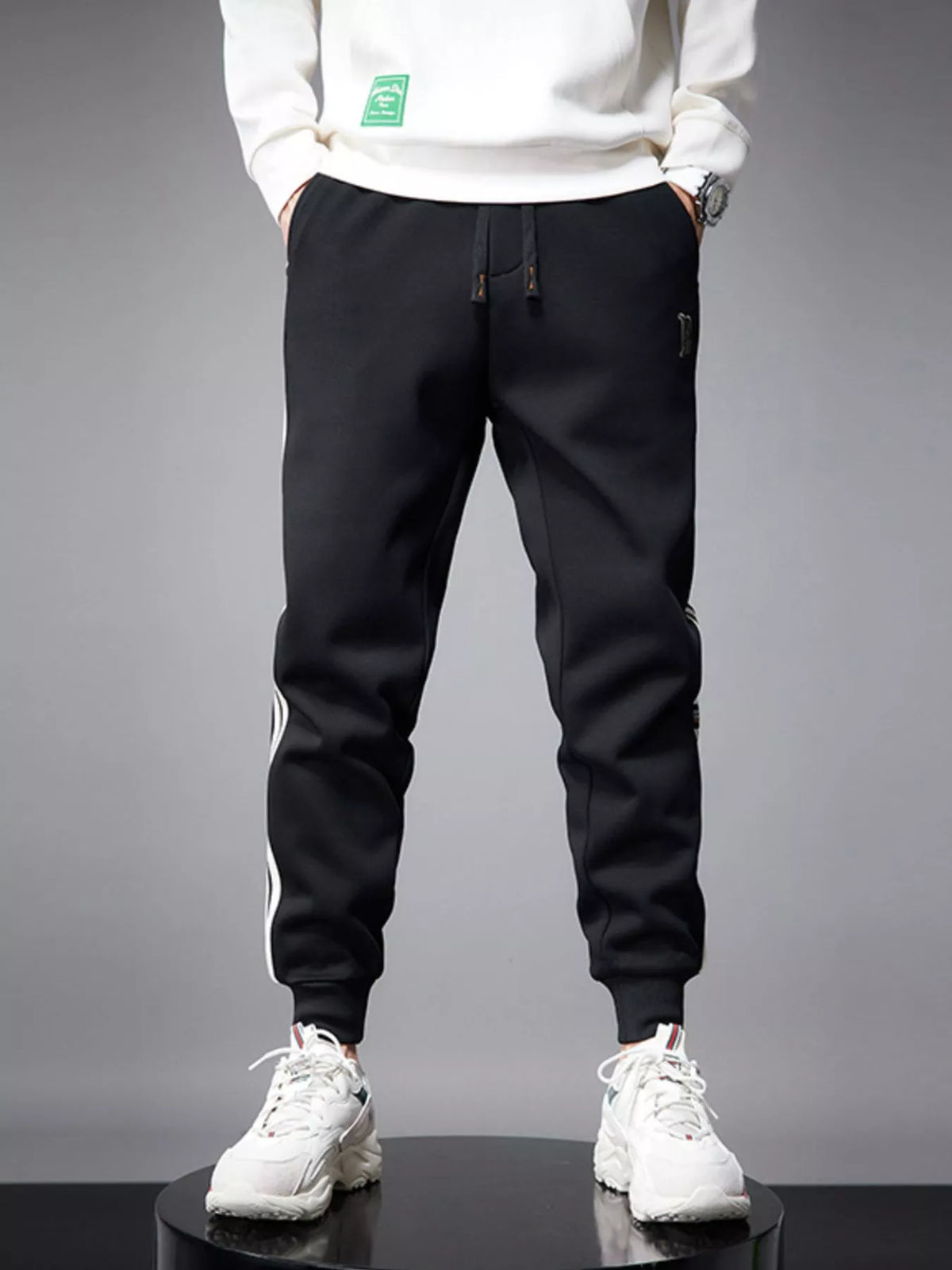 Men's Casual Striped Joggers, view 3