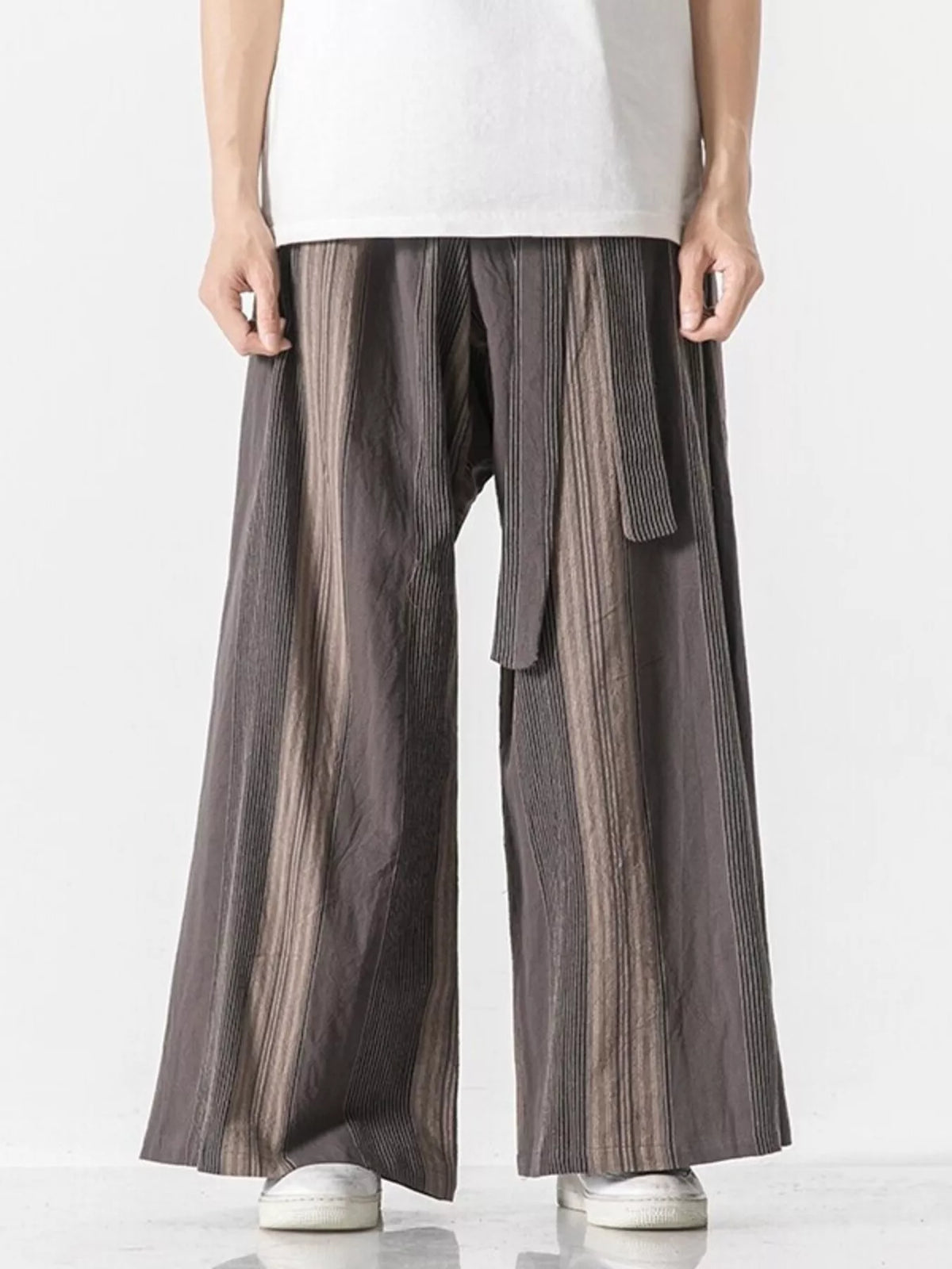 Men's Plus Size Striped Wide Leg Casual Pants