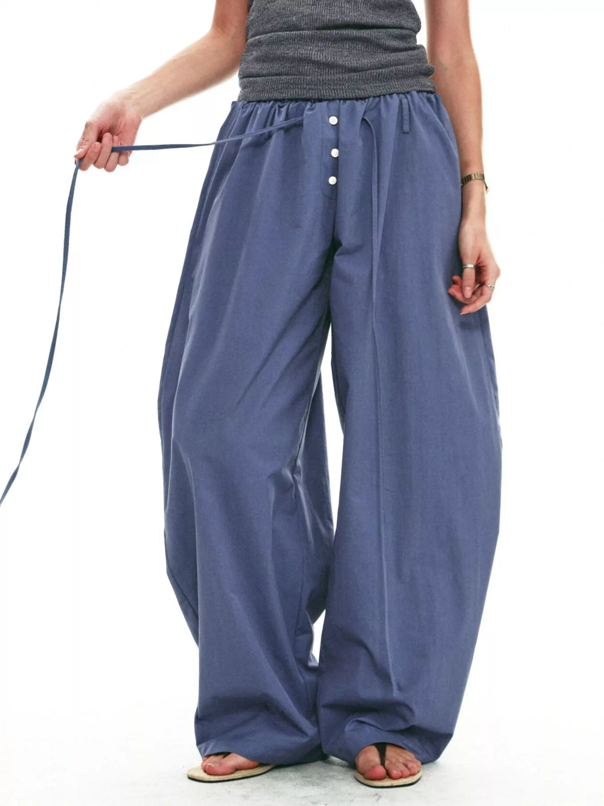 Drawstring Wide-Leg Pants