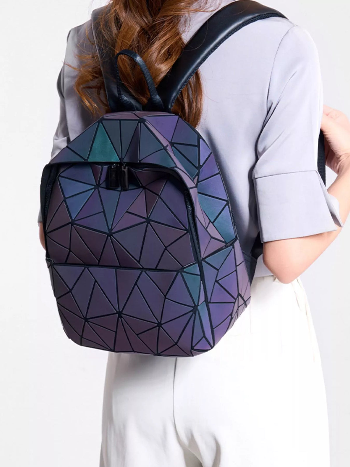 Geometric Backpack Bag in Mauve, view 4