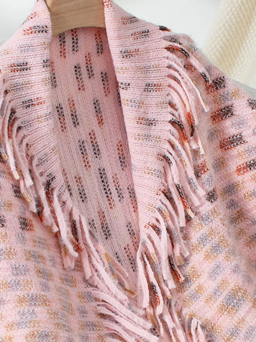 Fringe Open Front Half Sleeve Poncho, view 5