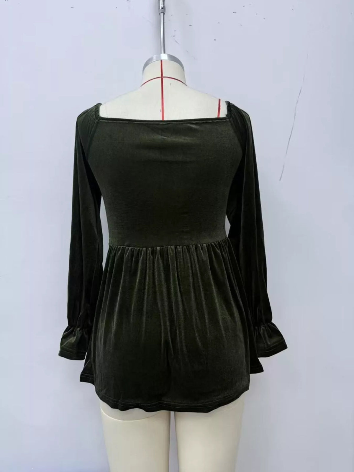 Velvet Smocked Peplum Blouse