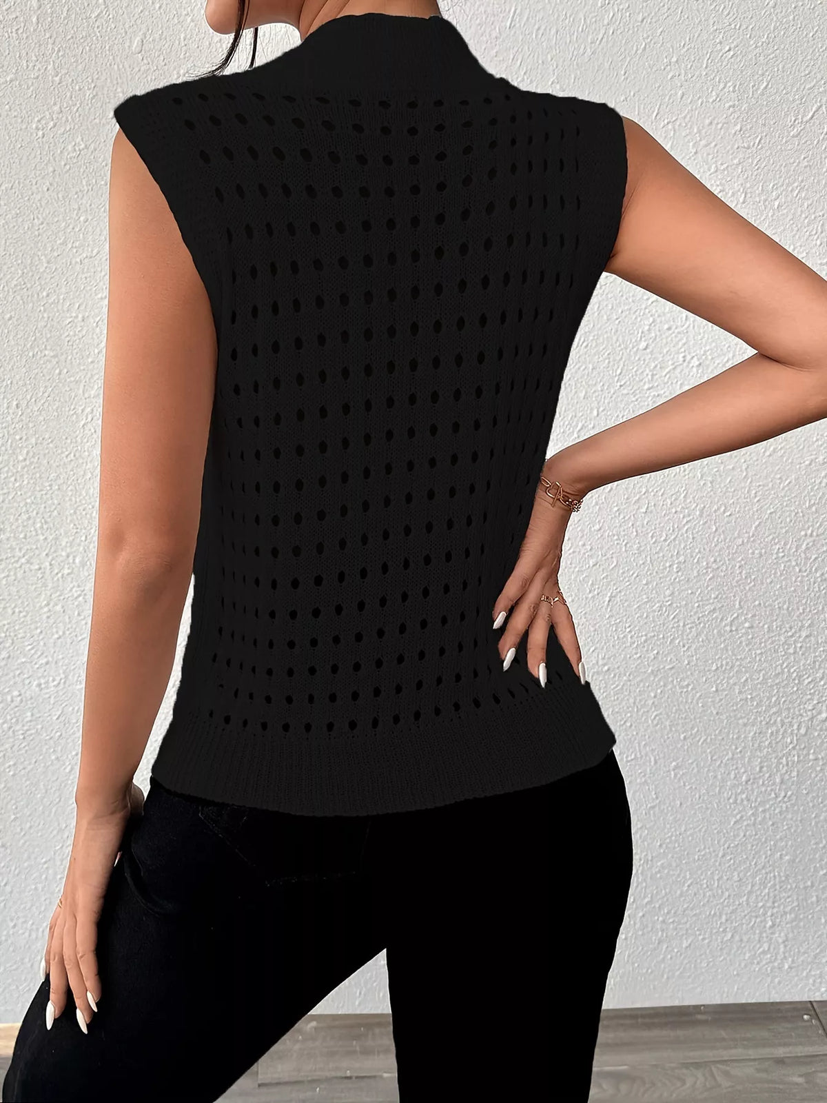 Hollow Out Round Neck Knit Tank, view 21