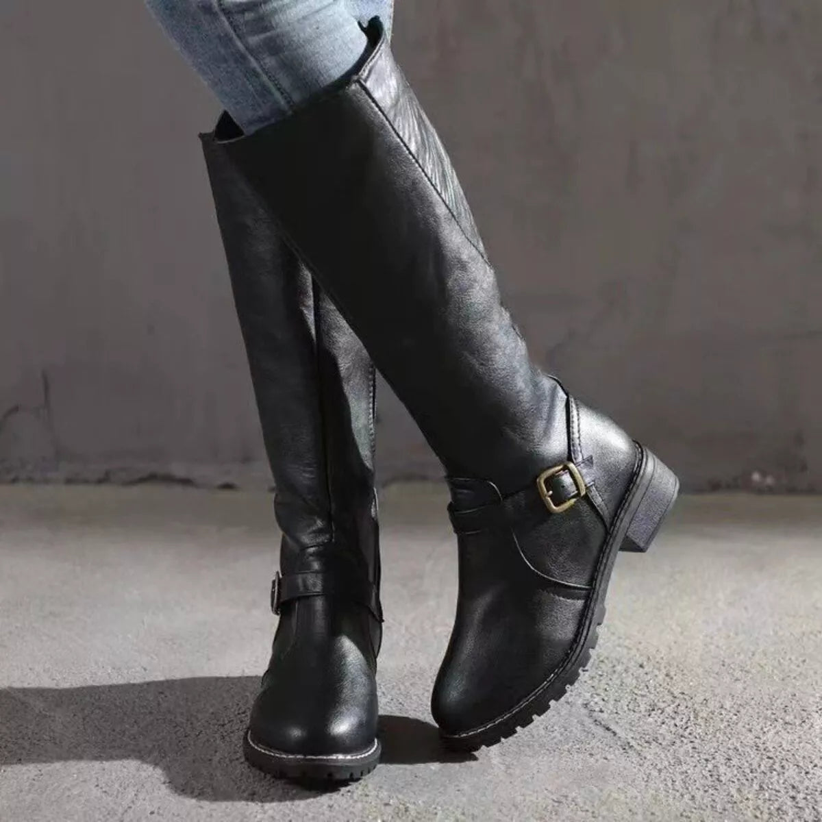 Round Toe Block Heels Boots, view 8