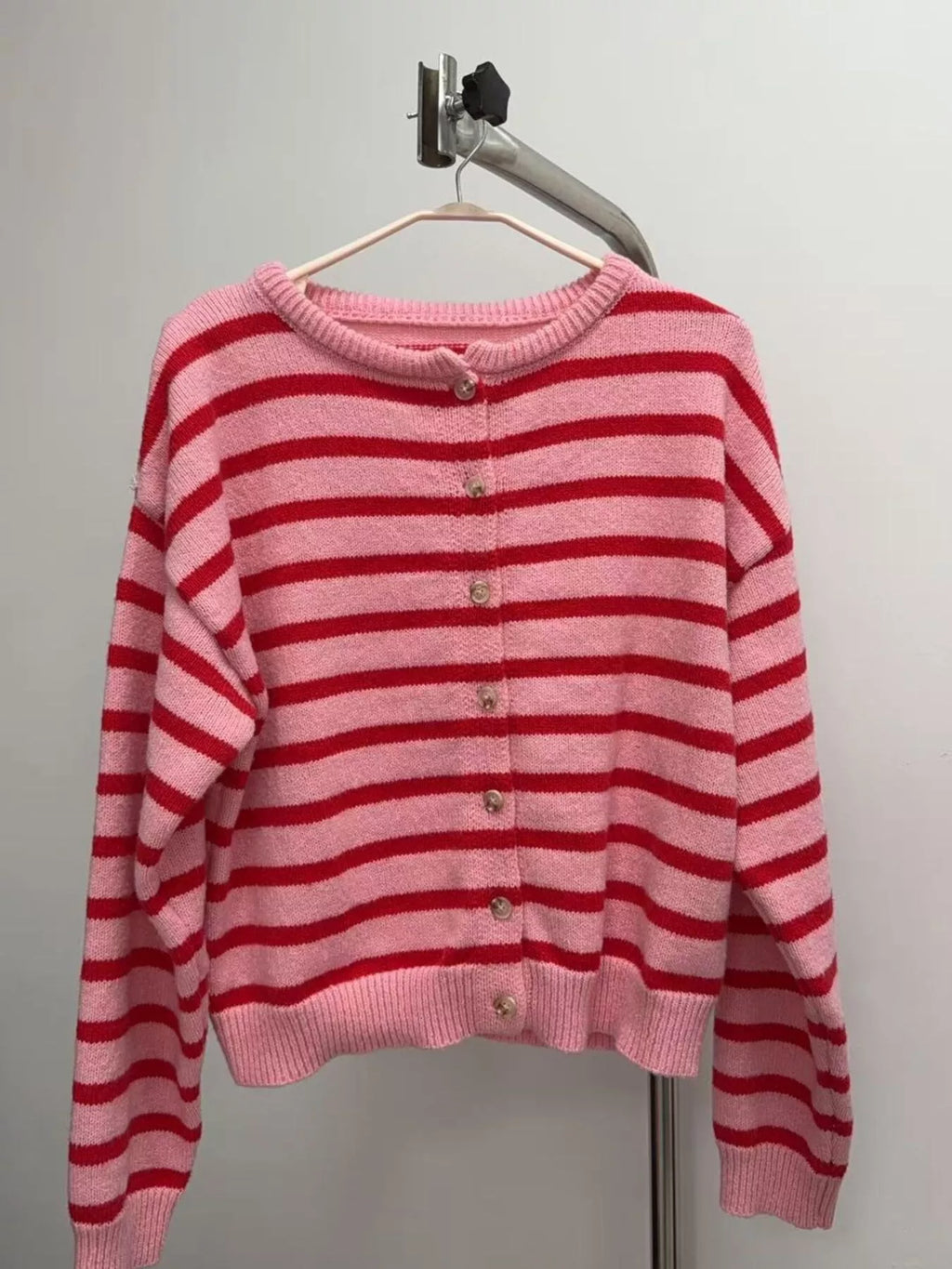 Striped Button-Down Cardigan - Lilixa.store