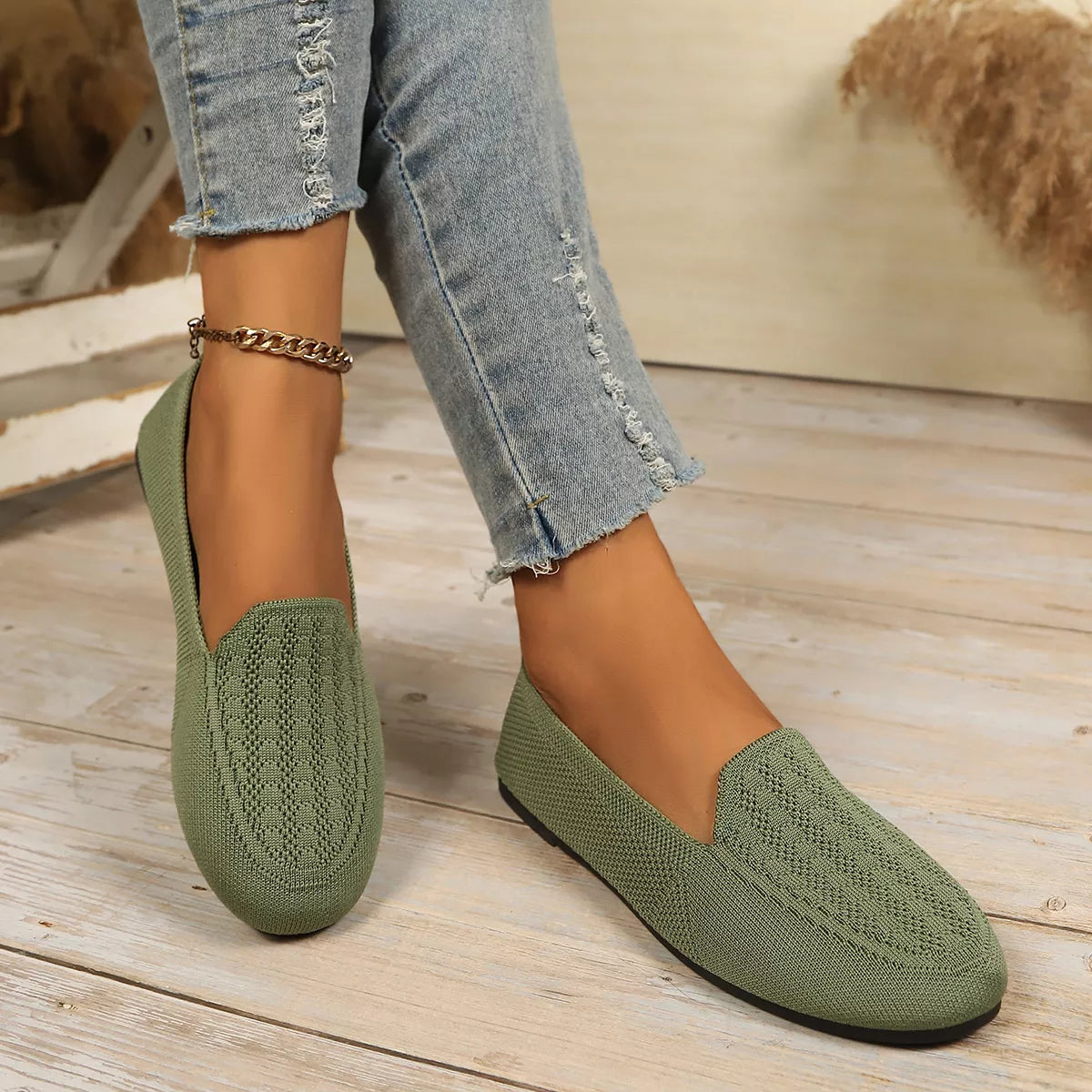 Breathable Knitted Slip-Ons