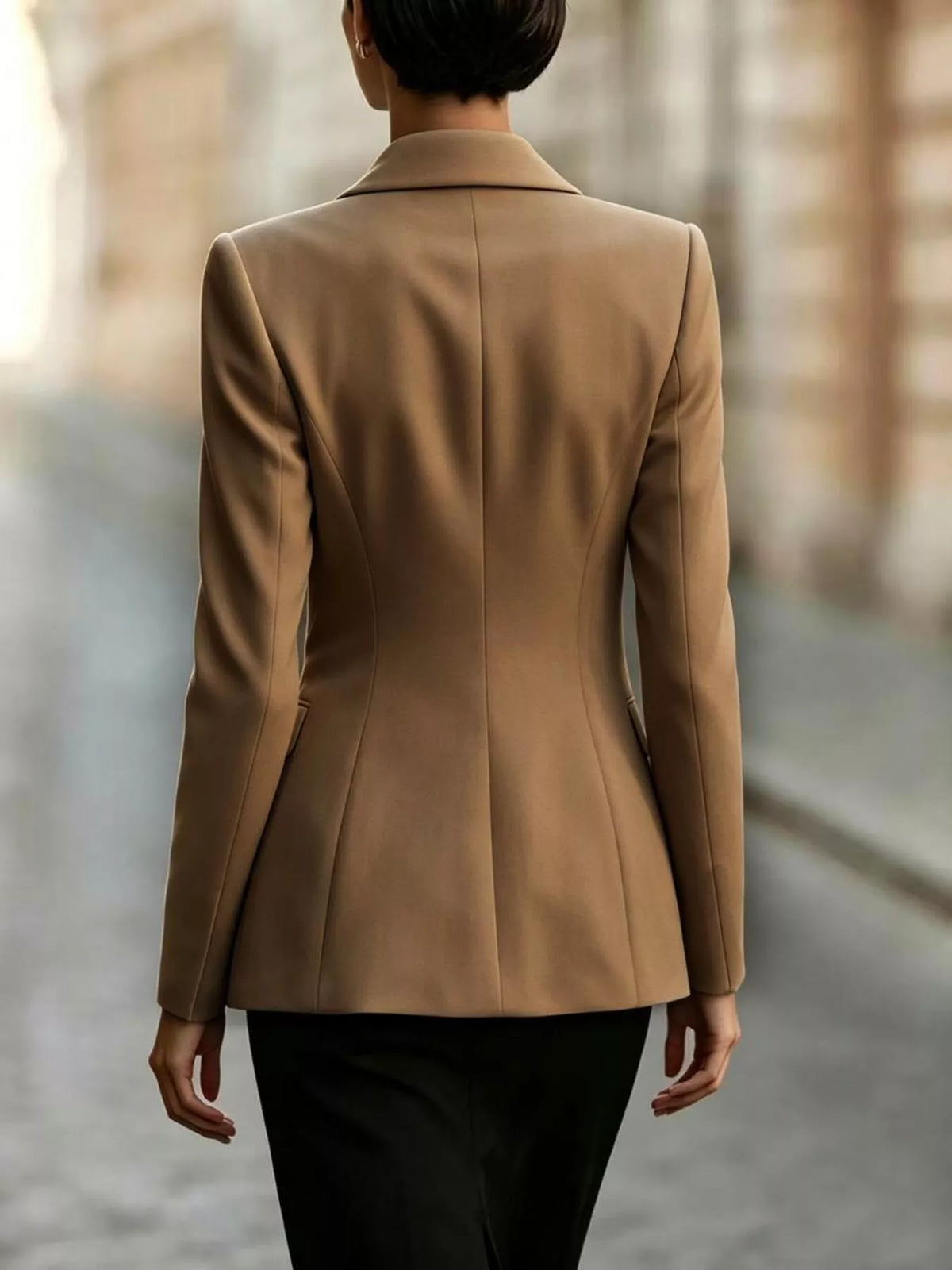 Tie-Front Lapel Collar Long Sleeve Blazer, view 3