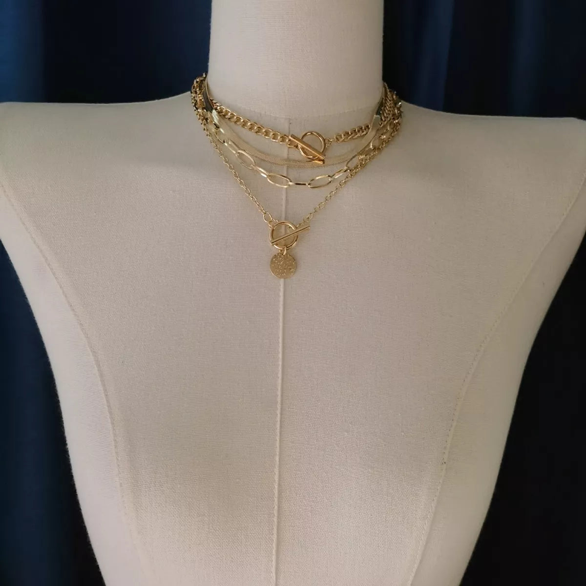 4-Piece Layered Coin Pendant Necklace - Lilixa.store