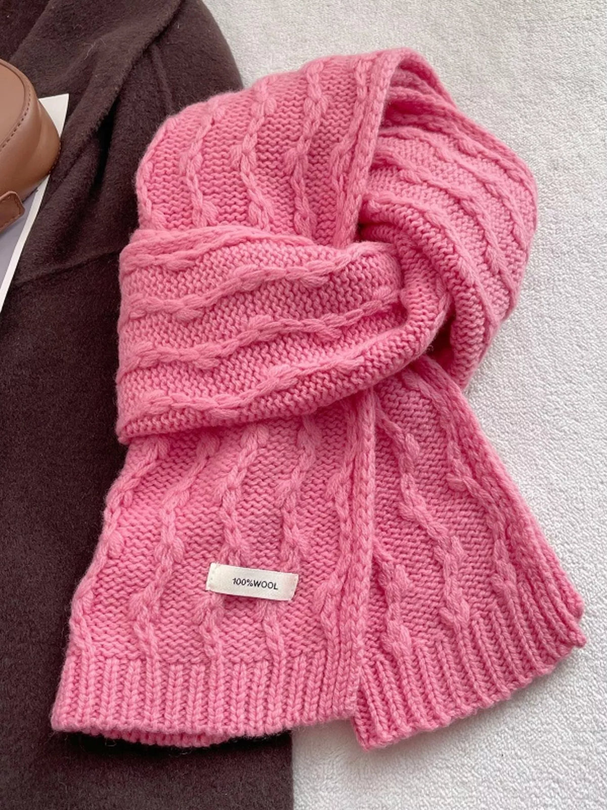 Wool Cozy Cable Knit Scarf - Lilixa.store