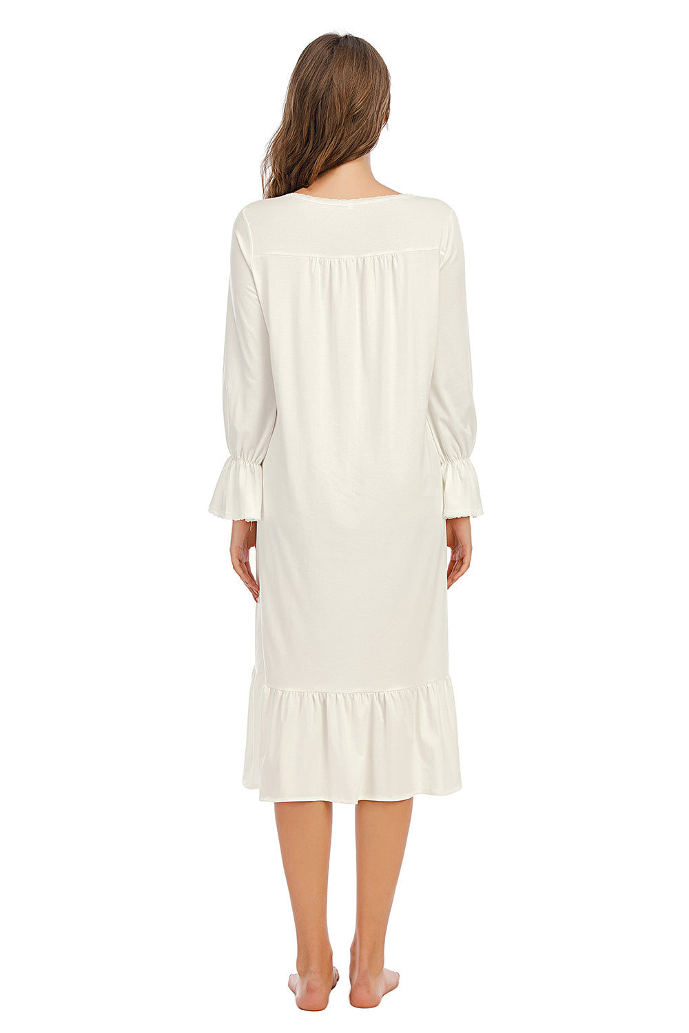 Flounce Sleeve Ruffle Hem Night Dress - Lilixa.store