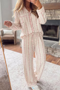 Floral Print Button-Down Top and Pants Loungewear Set - Lilixa.store