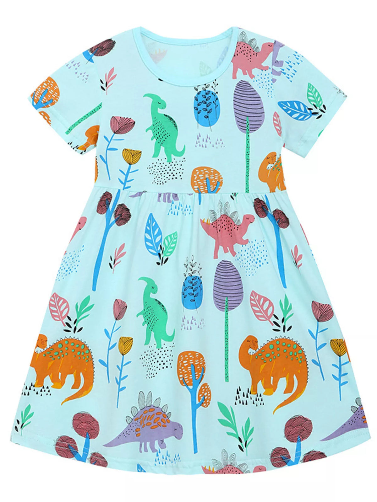 Children's Dinosaur Print A-Line Dress - Lilixa.store