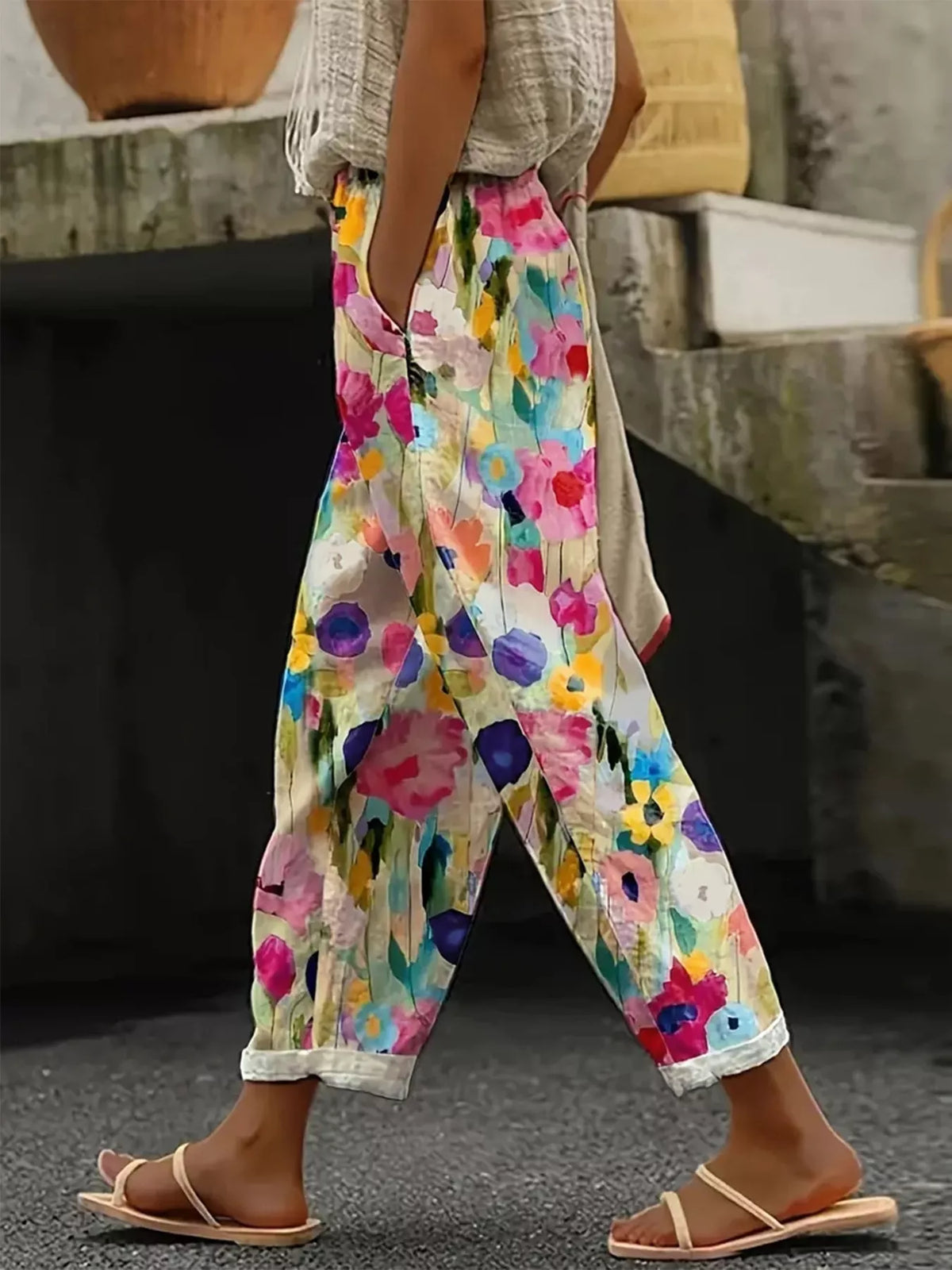 Floral Print Loose Casual Pants - Lilixa.store