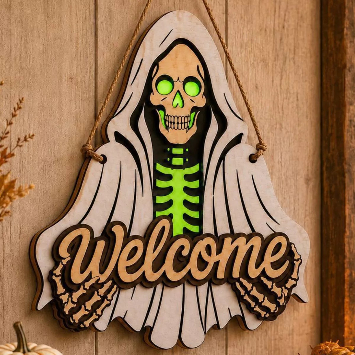 Spooky Halloween Skeleton Welcome Hanging Decorative Ornament - Lilixa.store