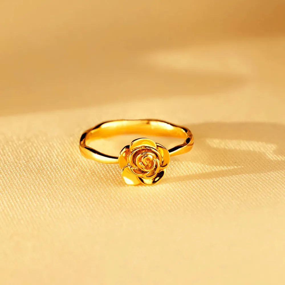 Rose Shape 18K Gold-Plated Ring - Lilixa.store