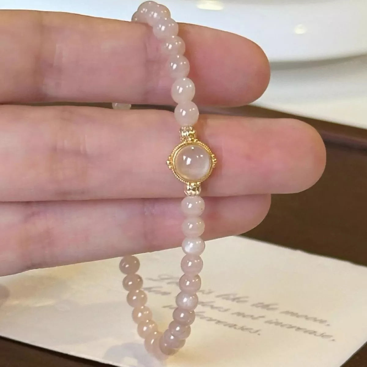 18K Gold-Plated Moonstone Bead Bracelet - Lilixa.store