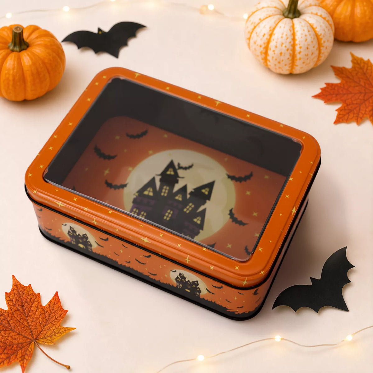 Halloween Decorative Metal Storage Box with Window Display - Lilixa.store
