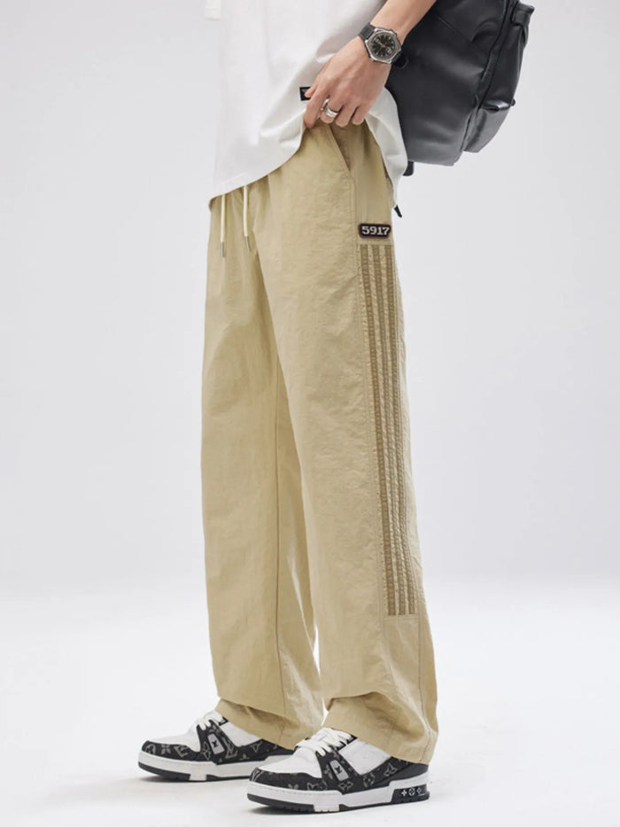 Men's Full Size Casual Loose Fit Drawstring Pants Plus Size in Khaki