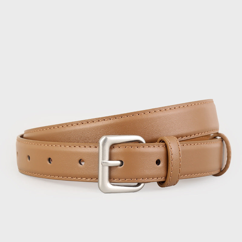 Classic Leather Belt with Silver Buckle - Lilixa.store