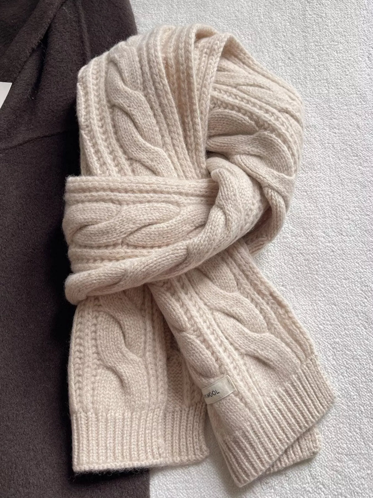 Wool Cable Knit Winter Scarf - Lilixa.store
