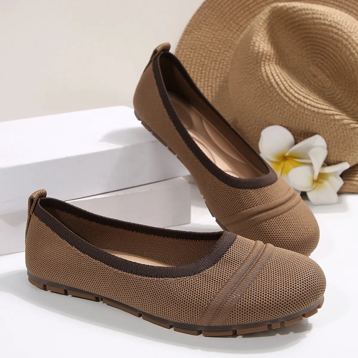 Mesh Round Toe Flat Slip-Ons, view 4