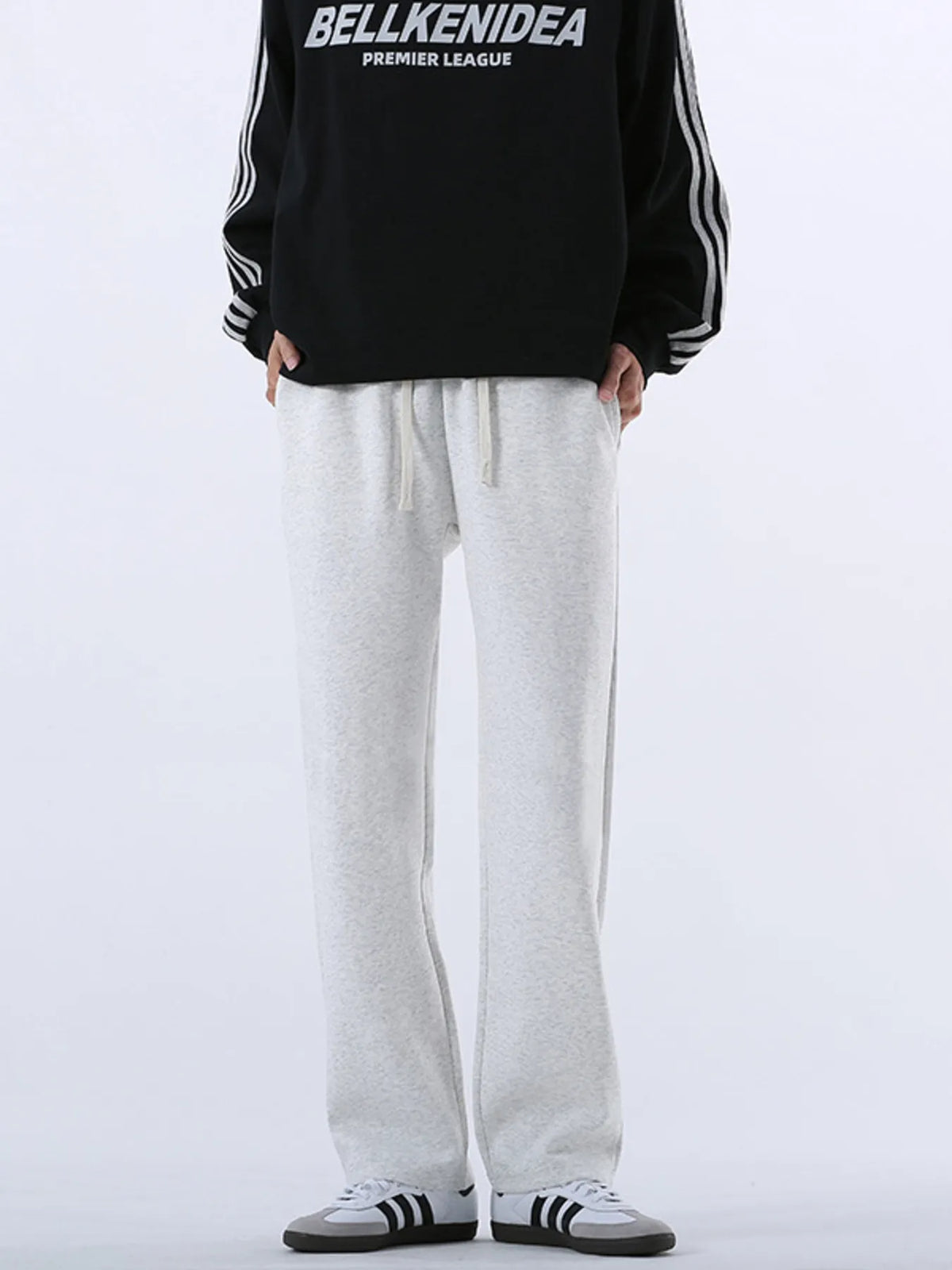 Men's Drawstring Wide Leg Pants in Oatmeal