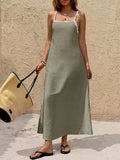 Spaghetti Strap Maxi Dress with Contrasting Trim - Lilixa.store