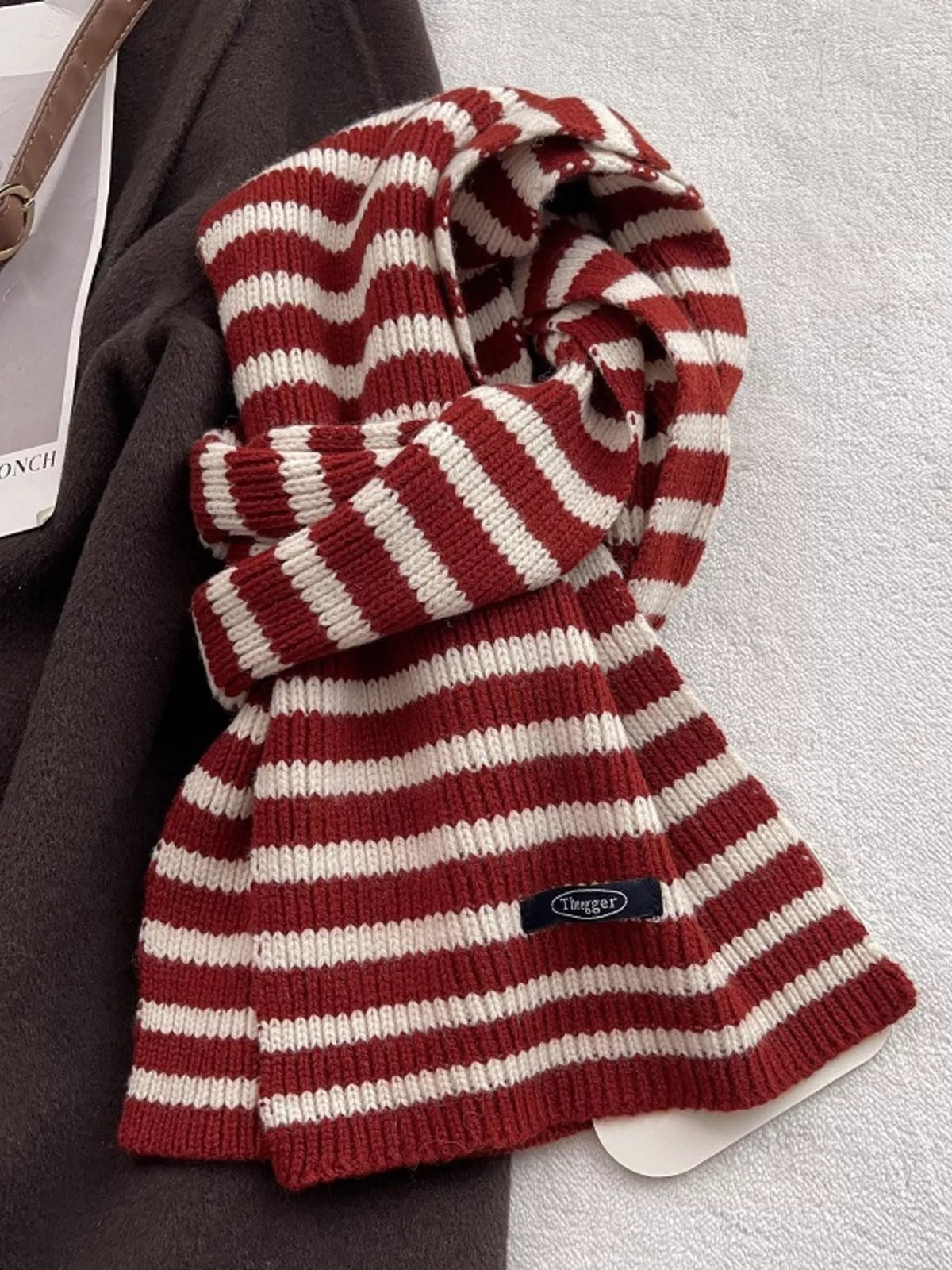 100% Wool Striped Knitted Winter Scarf - Lilixa.store