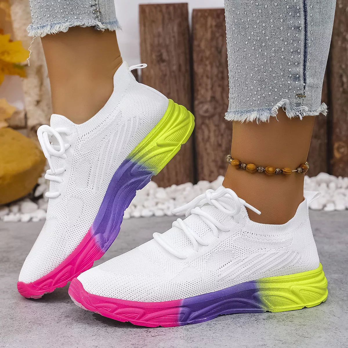 Lace Up Round Toe Sneakers - Lilixa.store