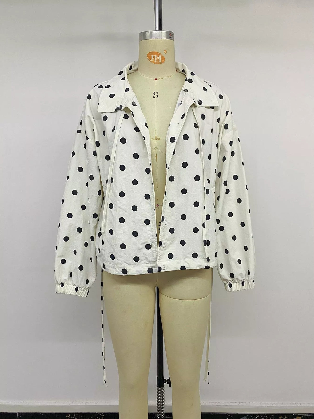 Polka Dot Stand-Collar Casual Jacket