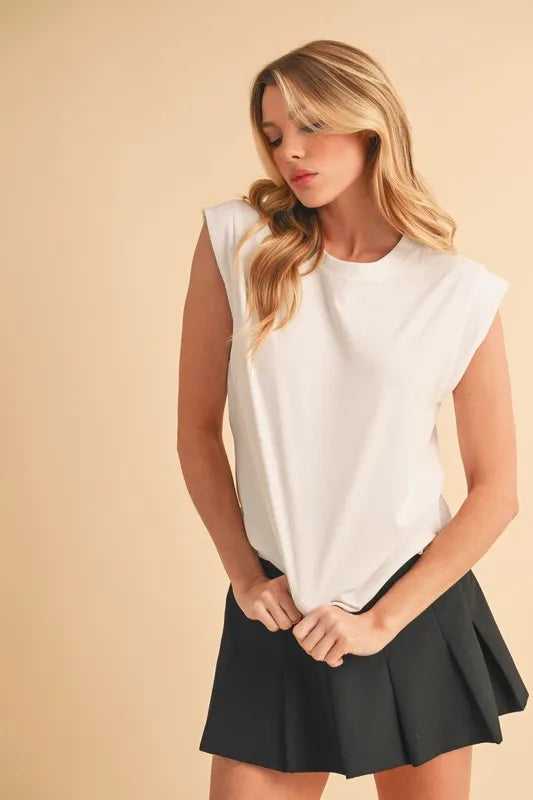 Aemi+Co Solid Color Round Neck Tank - Lilixa.store