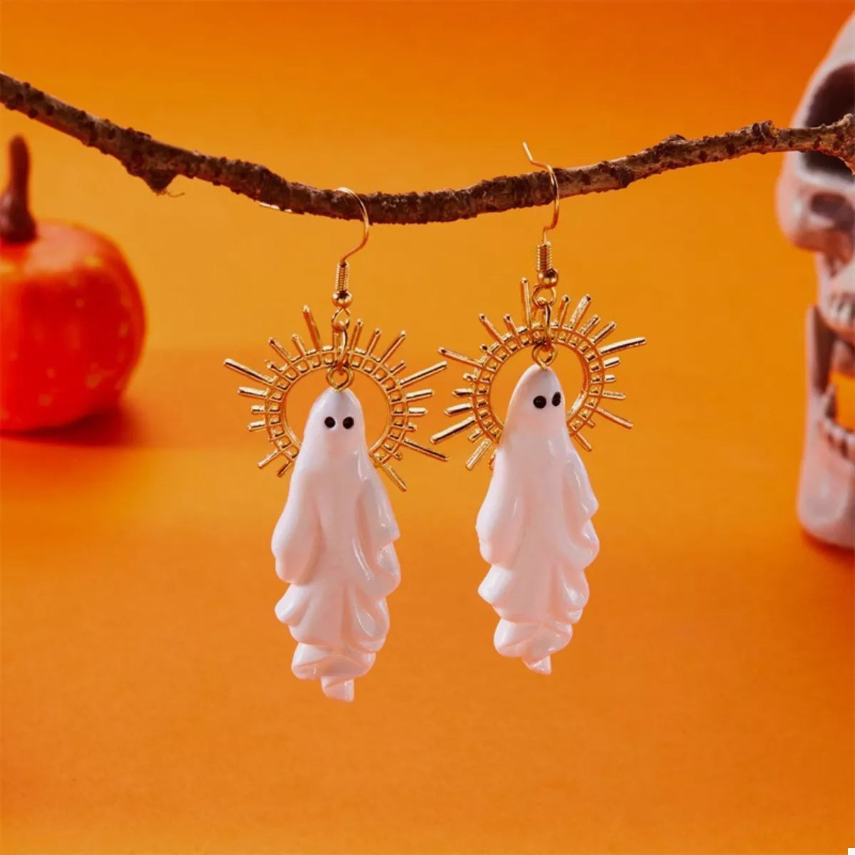 Halloween Sunburst Ghost Drop Earrings - Lilixa.store
