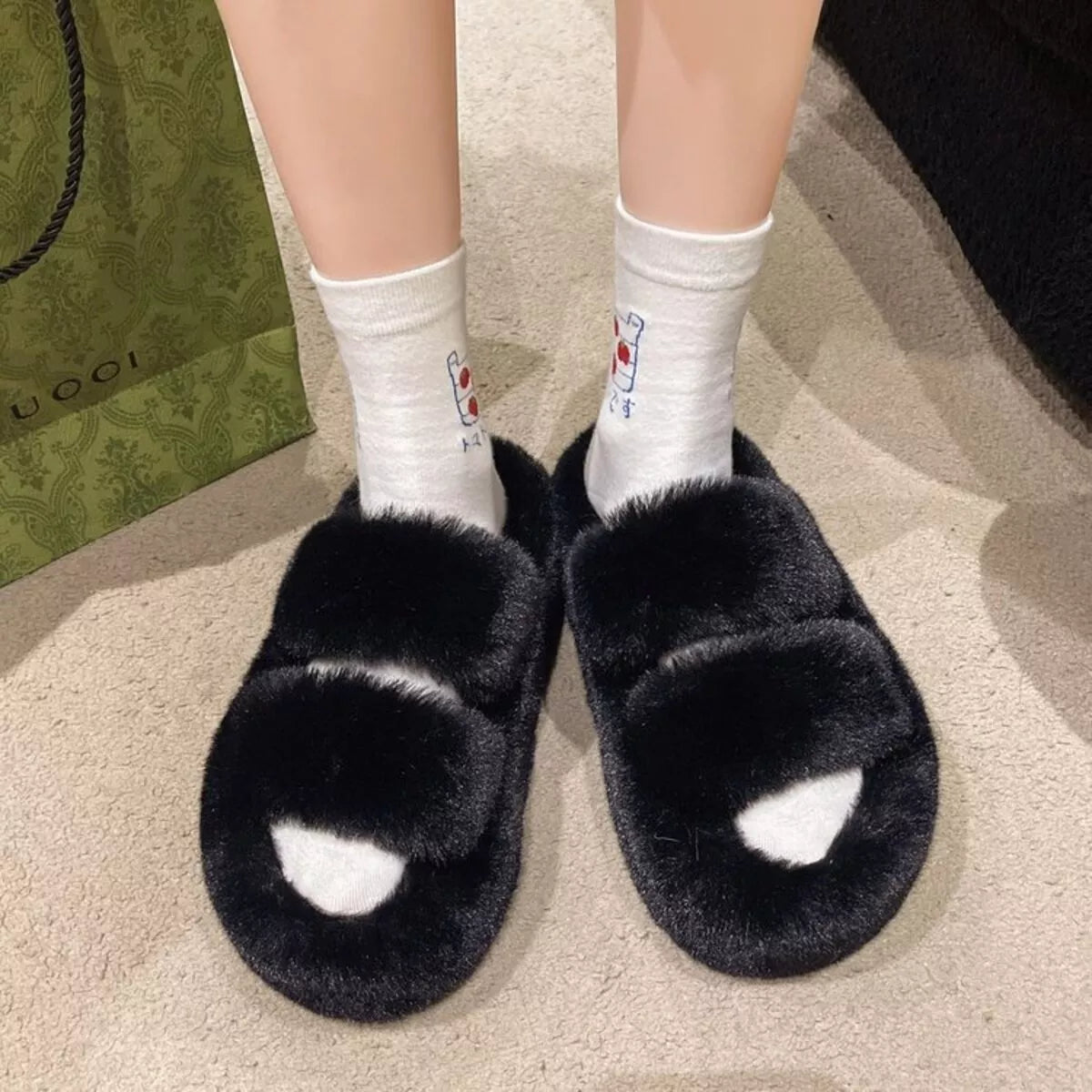 Fuzzy Open Toe Slippers - Lilixa.store