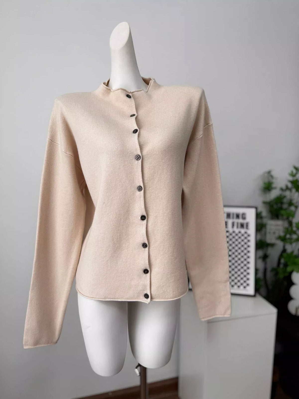 Mock Neck Button-Down Knit Cardigan, view 11