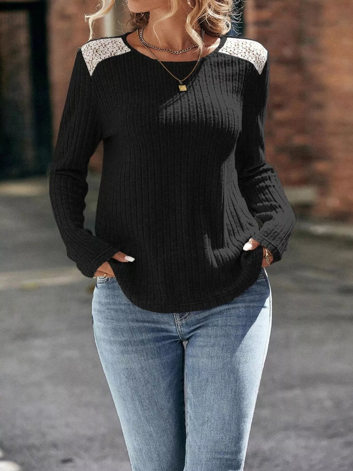 Ribbed Long Sleeve Knit Top - Lilixa.store