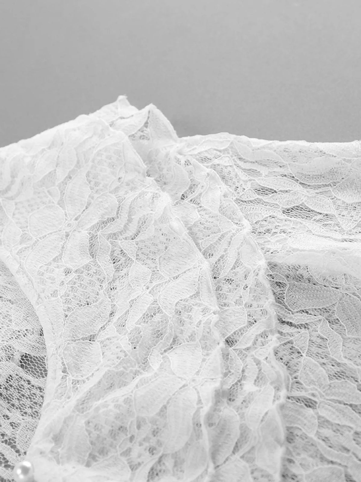 Lace V-Neck Flare Sleeve Blouse in White, view 16