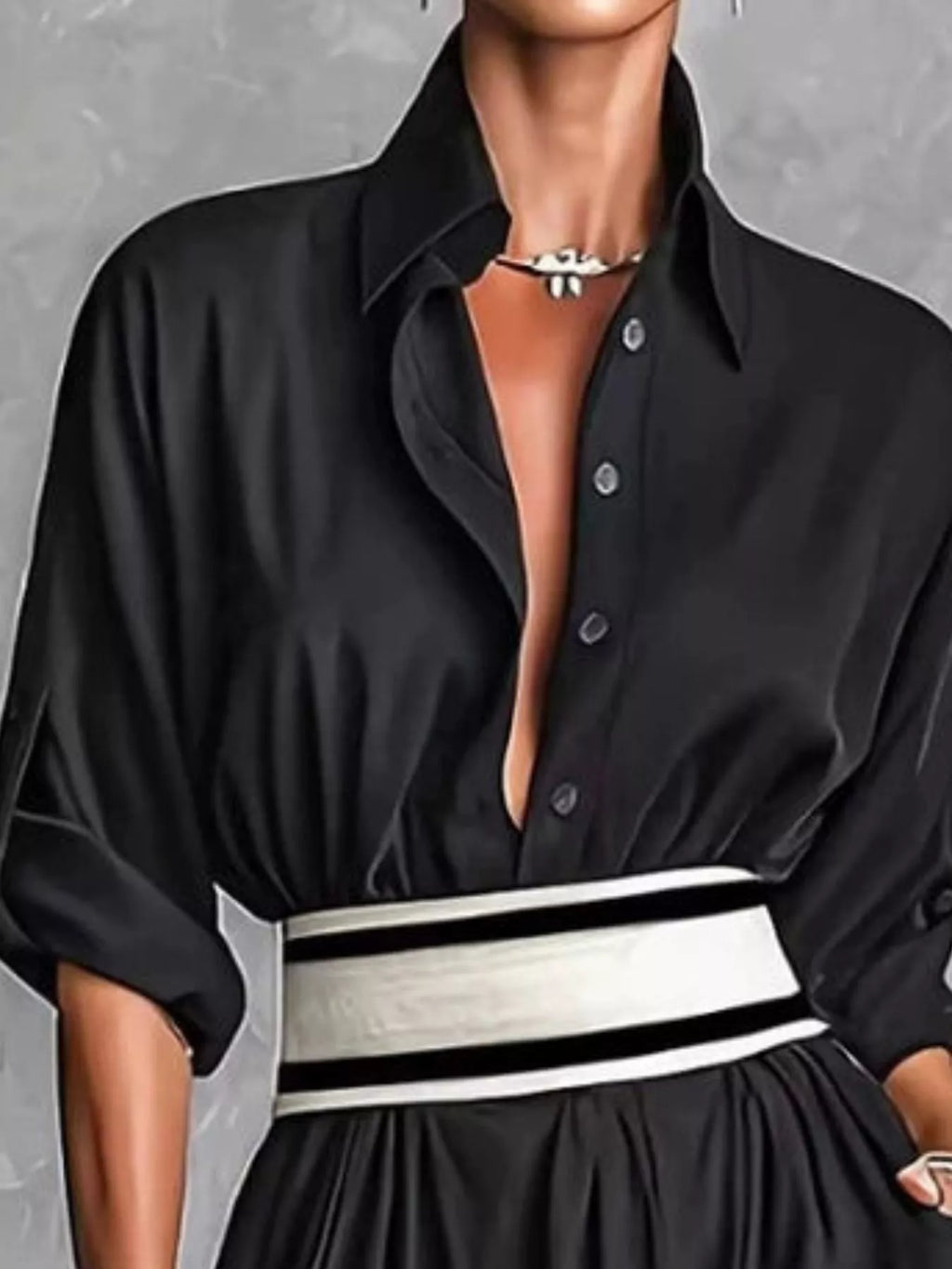 Slit Roll-Up Sleeve Maxi Dress - Lilixa.store