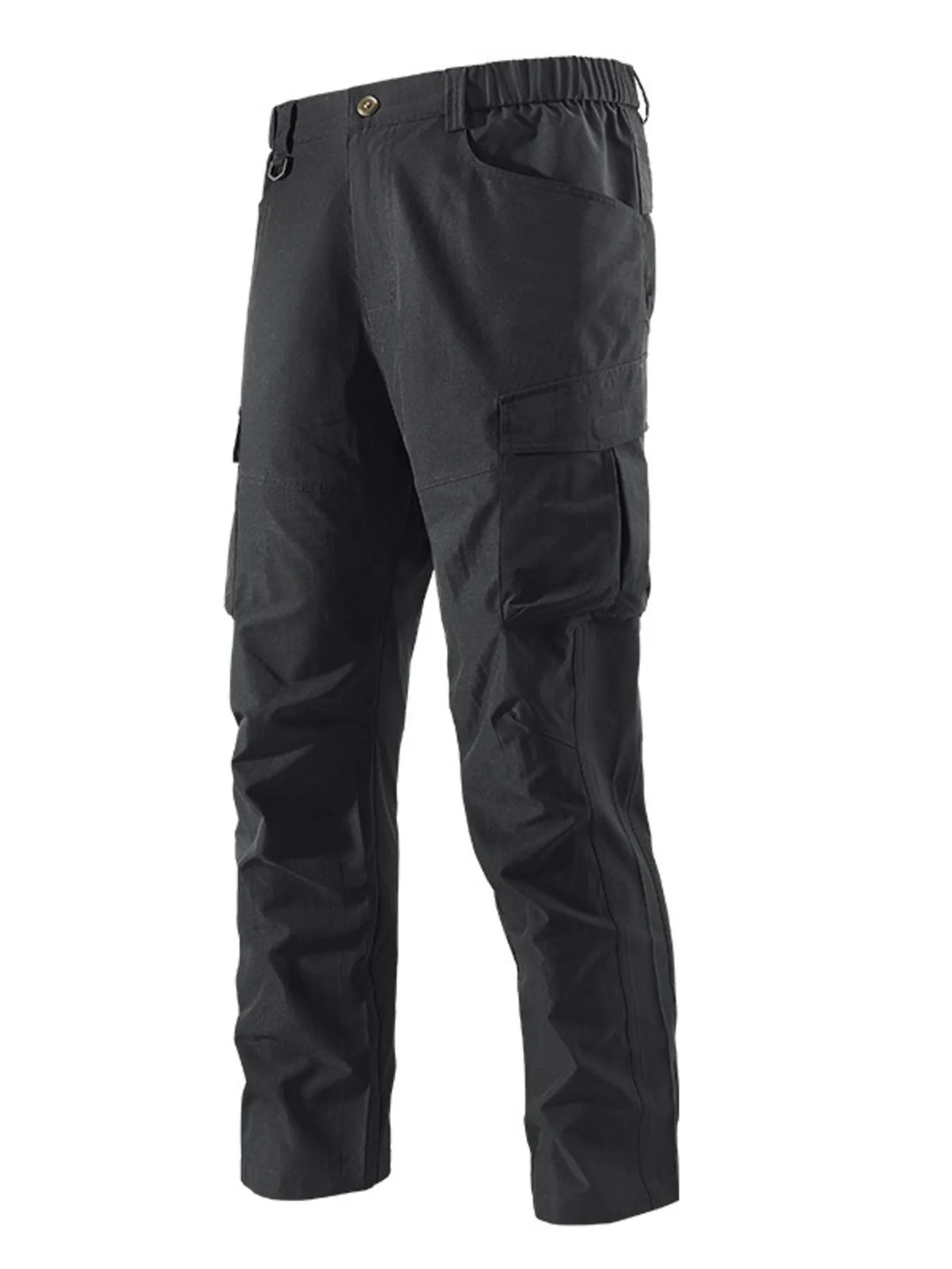 Men's Plus Size Elastic Waist Cargo Pants in Black