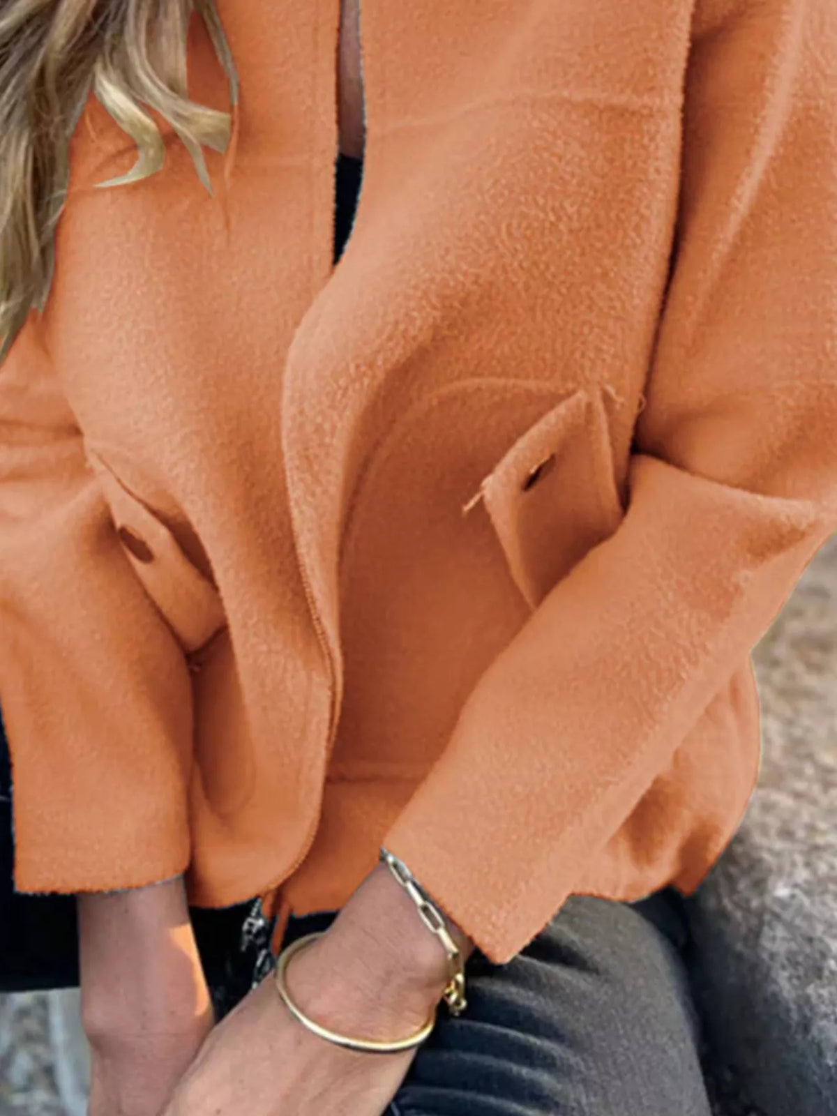 Full Size Textured Knit Zip Up Outerwear Plus Size, view 8