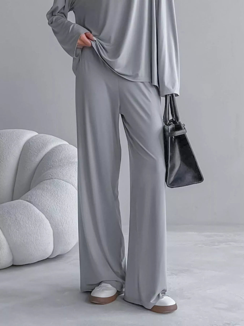 Solid Color Long Sleeve Top and Pants Set - Lilixa.store