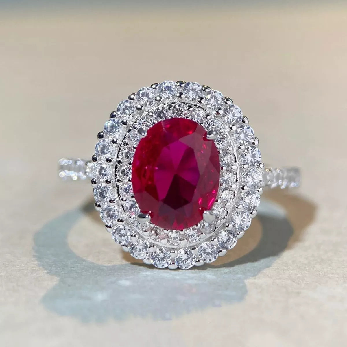 925 Sterling Silver Zircon Round Ring