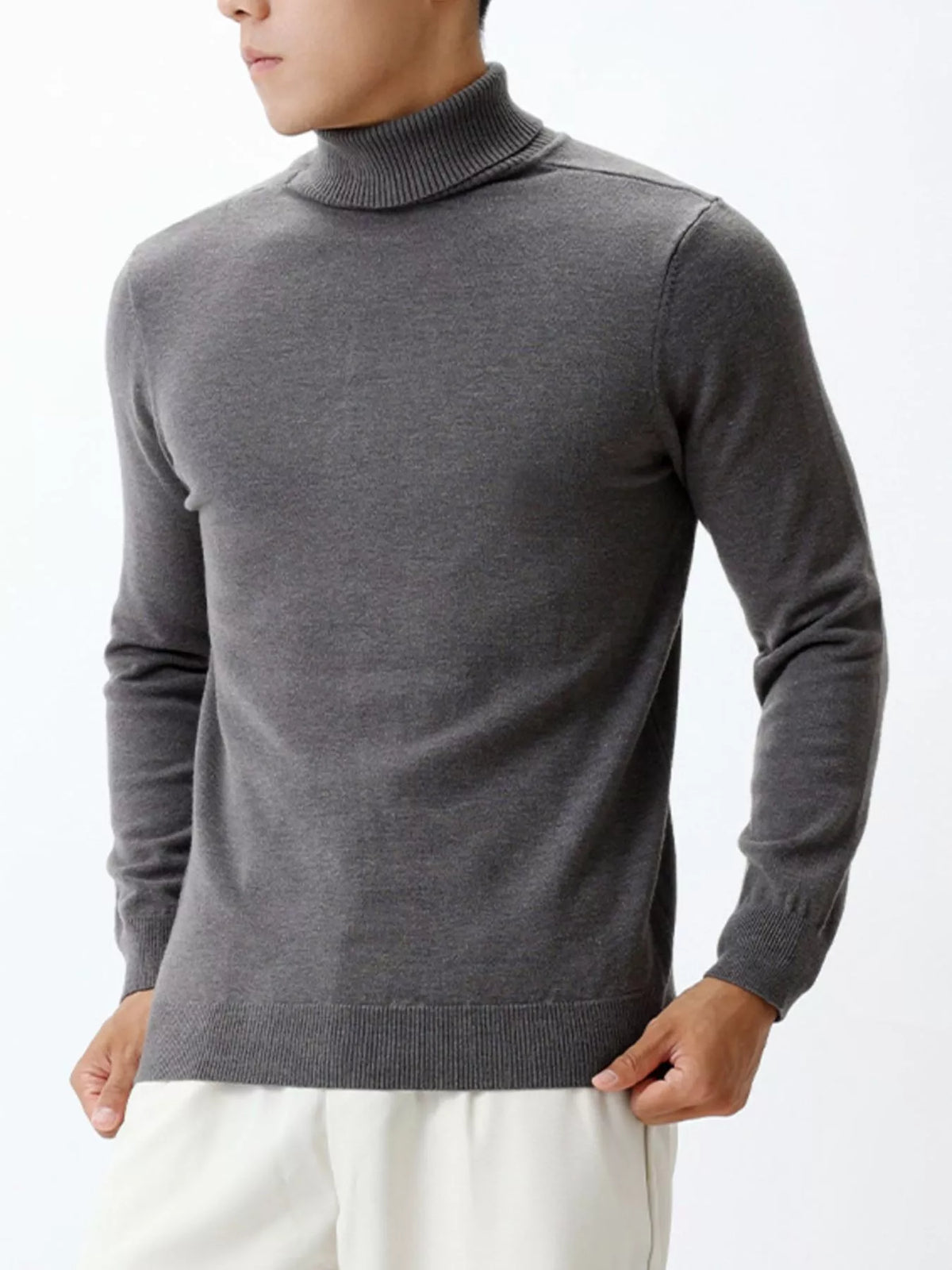 Men's Plus Size Slim-Fit Ribbed Turtleneck Sweater