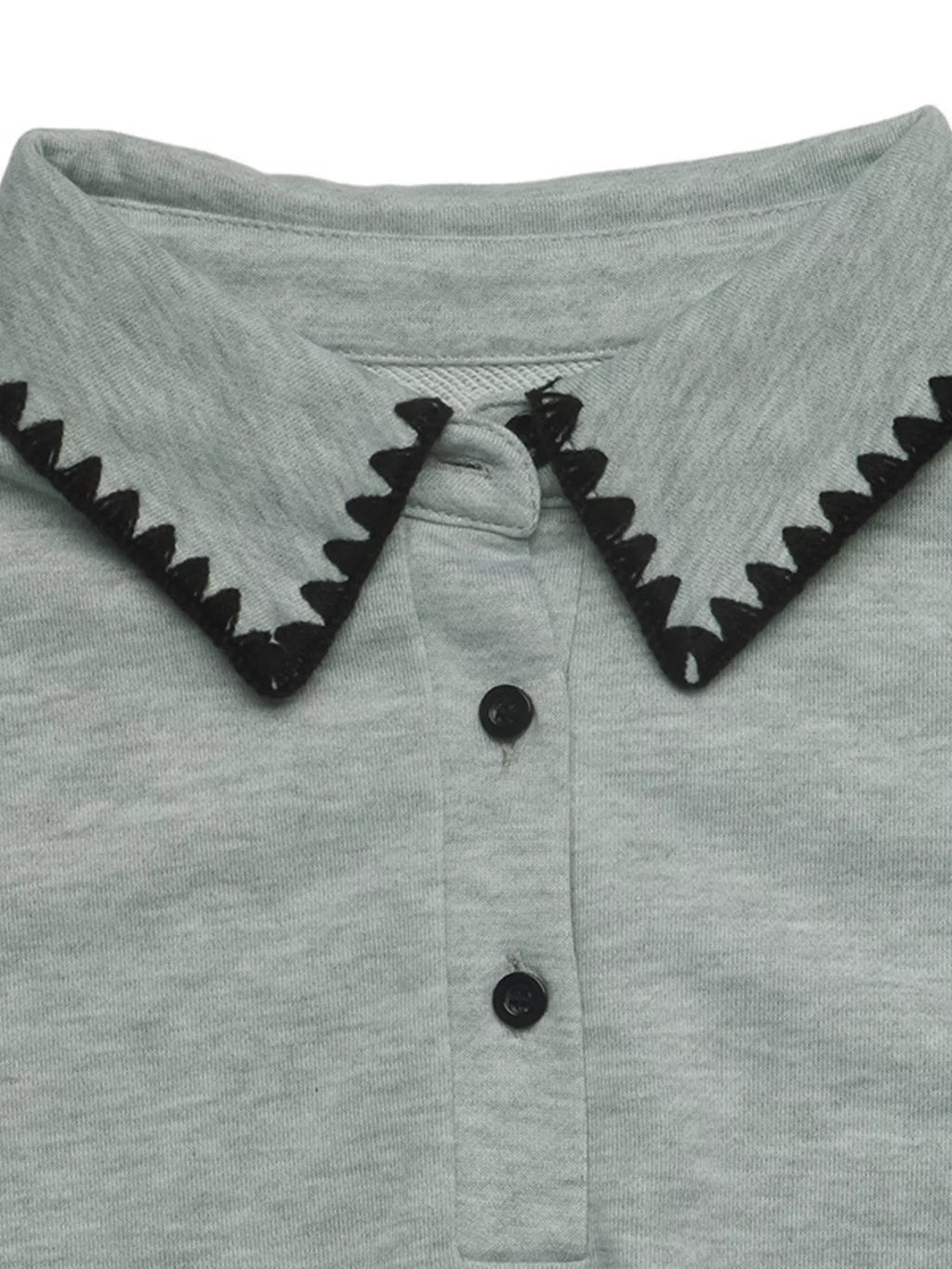 Polo Collar Dropped Shoulder Sweatshirt - Lilixa.store