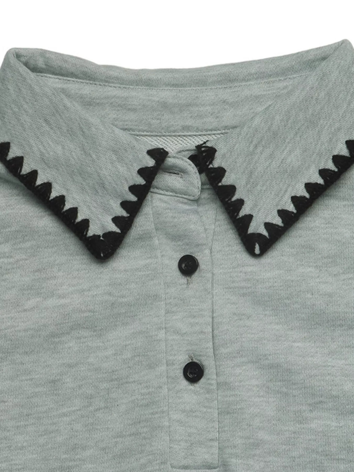 Polo Collar Dropped Shoulder Sweatshirt - Lilixa.store